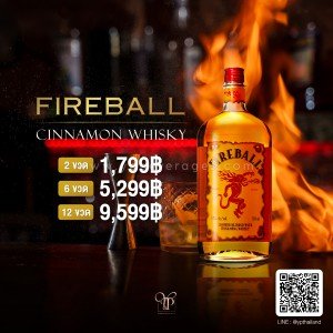 Fireball Cinnamon Whisky ราคา 2 ขวด 1,799 บาท จัดส่งฟรีทั่วประเทศ!