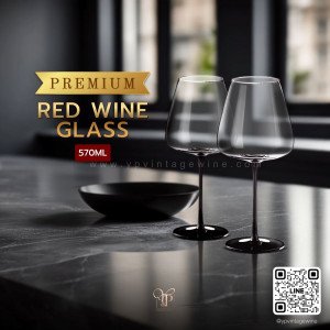 PREMIUM RED WINE GLASS WITH BLACK STEM แก้วไวน์ก้านดำ ขนาด 570ML ราคาโปรโมชั่น